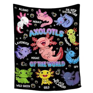 Imagem de Cobertor Axolotls of The World, cobertor Axolotls para presentes, cobertores de flanela ultra macios e leves cobertores de pelúcia aconchegantes para sofá, cama e sala de estar, tamanho Queen 152 x