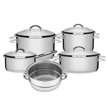 Imagem de Jogo Caçarola Solar 4 Peças Cozi-vapore Aço Inox Tramontina