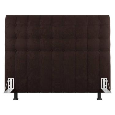 Imagem de Cabeceira Cama Box Casal King Size Dahlia 195Cm Com Frame Sintético Marrom - Abmaza