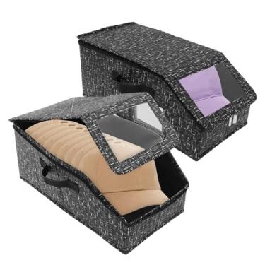 Imagem de 2 peças empilháveis de armazenamento de chapéus para bonés de beisebol, caixa de armazenamento de chapéus com abertura frontal, caixa snapback com janela transparente, organizador de chapéus com