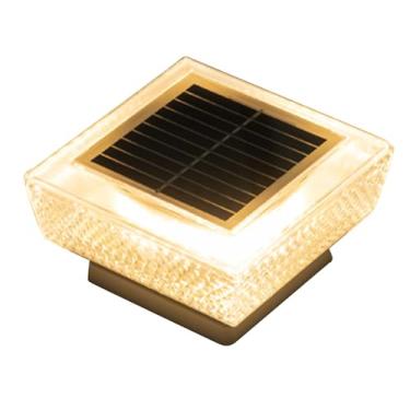 Imagem de Rrlihjgu Luzes Solares para Postes de Cerca,2 Unidades Luzes Solares Impermeáveis Para Pátio | Lâmpada LED Eficiente Em Energia Para Varanda Portão Pátio Piscina Entrada Caminho Jardim Alpendre Deck