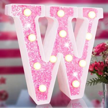 Imagem de Luz de Letras LED con Brillo Rosa Elnsivo a Pilas