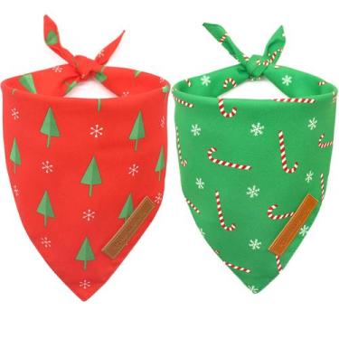 Imagem de Bandanas para cães Realeaf Christmas, pacote com 2, pequenas e durávei