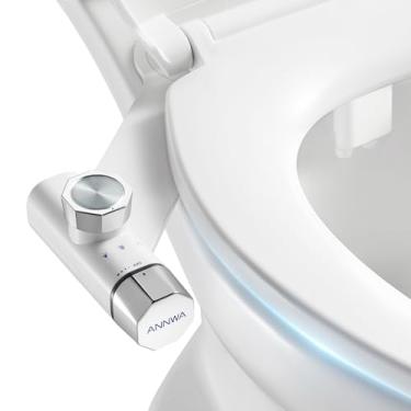 Imagem de ANNWA Acessório de bidê não elétrico para assento de vaso sanitário, bicos Daul Clean, 3 modos de pressão de água ajustável, acessório de assento de vaso sanitário ultrafino com controles de pressão