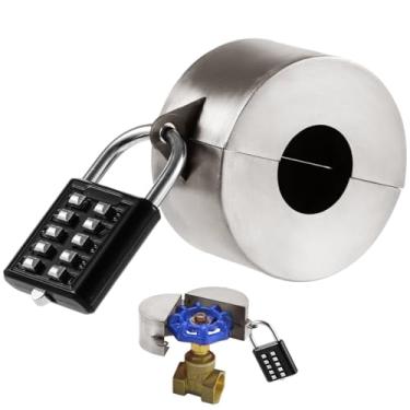 Imagem de Trava de torneira de água com cadeado codificado, capa de segurança para torneira externa, aço inoxidável, sem necessidade de instalação, trava antirroubo sem chave