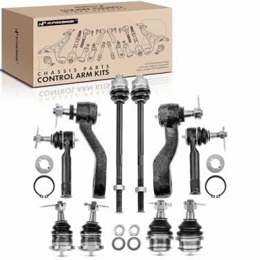 Imagem de A-Premium Conjunto Premium Com 10 Peças, Junta Esférica Dianteira Superior E Inferior, Extremidade Da Barra De Direção Interna Externa, Braço Intermediário, Pitman Compatível Chevrolet Gmc Cadillac