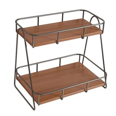 Imagem de Ｂｅｓｇａ Organizador de mesa moderno e compacto com prateleira expositora, suporte de 2 camadas para cupcakes e outras decorações. Ideal para sua casa, S