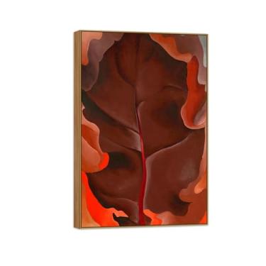 Imagem de BMZFYBS Georgia O'Keeffe Famosa arte de parede impressões em tela prontas para pendurar - folha de outono II - pintura de moldura de madeira para decoração de sala de estar 20 x 30 cm 8 x 12 pol