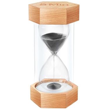 Imagem de Temporizador de areia de madeira 5 minutos, ampulheta hexagonal de 5 m, Reloj De Arenai, ampulheta de vidro para casa, escritório, decorativo, jogo, sala de aula