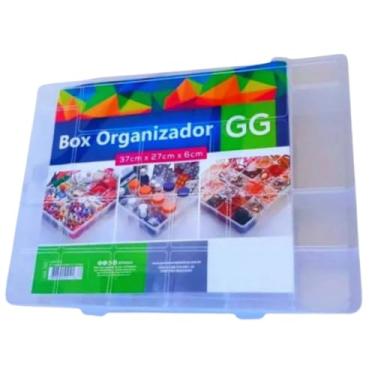 Imagem de Caixa Organizadora Multiuso Com tampa e 20 Compartimentos para Remédios Material de Costura, Pregos Parafusos Bijuterias, Miçangas ou diversos objetos pequenos Estilo Maleta 37x27cm