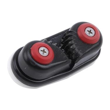 Imagem de Suporte de corda flexível de alumínio preto 86 x 39 mm com design de rolamento de esferas para barcos marítimos, iates e equipamentos ao ar livre