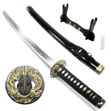 Imagem de Espada Katana Wakizashi Golden Dragon Aço Carbono + Suporte Bushido (Caminho do Guerreiro) + Óleo lubrificante (93712)