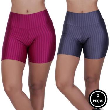 Imagem de Kit 2 Short Cintura Alta Academia Fitness 3D - KIT 2 MIRELA PINK CINZA