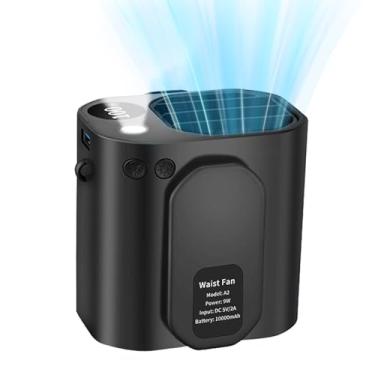 Imagem de Ventilador de Cintura Multifuncional Pescoço Portátil para Acampamento Mesa Recarregável com 3 Níveis Velocidade Vento Luz LED Função Power Bank Trabalhadores Caminhada Pesca