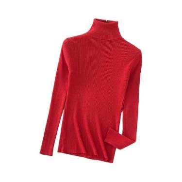 Imagem de Suéter Feminino De Gola Alta Slim Fit, Malha Macia E Elástica, Casual 