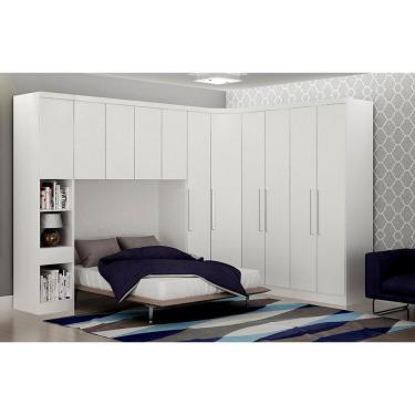 Imagem de Guarda-Roupa Modulado Casal Safira 005 Em MDF Clic Móveis Branco