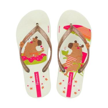 Imagem de Chinelo De Dedo Infantil Capivara Feminino Ipanema Hype, Bege, Marrom 