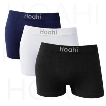 Imagem de Kit 3 Cuecas Boxer Poliamida Premium - Hoahi Kits:Preto - Branco - Mar