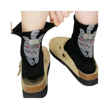 Imagem de Meias Femininas De Inverno Quentes Com Design 3D De Gato, Meias Divert