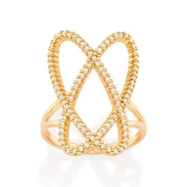 Imagem de Anel Oval Rommanel Folheado a Ouro com Zircônia 513073, 20, Dourado