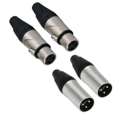 Imagem de Kit 4 Conector Plug XLR Macho e Femea Cannon Metal MXT