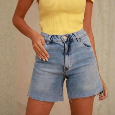 Imagem de Shorts Jeans Mom Barra Corte A Fio Feminino Revanche Trofa, 40