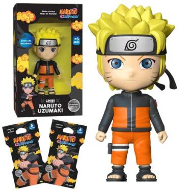 Imagem de Boneco Naruto Uzumaki Shippuden + 2 Cartinha Figurinha Cards Naruto - 