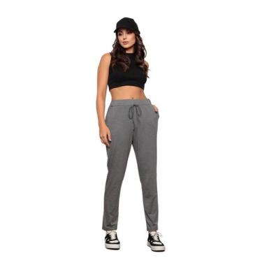 Imagem de Calça Feminina Soltinha Reta com Elástico e Amarração Cinza Escuro - W