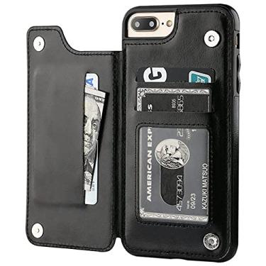 Imagem de Capa de couro slim fit de luxo para iphone 13 11 12 mini pro xr xs max x 6 7 8 plus carteira slots para cartão à prova de choque, preto, para iphone 12