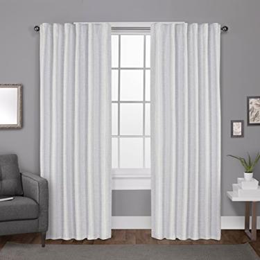 Imagem de Exclusive Home Curtains Zeus Painel de cortina de janela blecaute texturizado sólido Jacquard com aba traseira, 52 x 108, branco de inverno, 2 unidades
