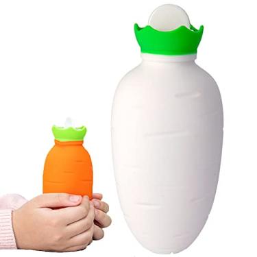 Imagem de Garrafa de água quente 330 ml de borracha prática de água quente almofada de aquecimento para compressa quente/fria aquecedor de pés de mão, dismenorreia do ombro do pescoço alívio da dor, branco, 17x8cm