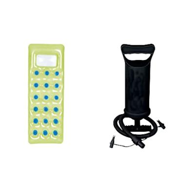 Imagem de Kit Boia Colchão Inflável Piscina Verde + Bomba De Ar