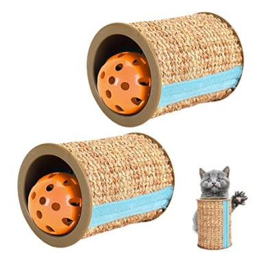 Imagem de Myweyde 4em/10.3cm Brinquedo Mágico para Arranhar Gatos com Sino, 1/2Pcs Creative Durable Sisal Cat Scratcher Mat, Raspador de Garras com Corda de Sisal para Filhotes e Gatos Adultos (2Pcs)