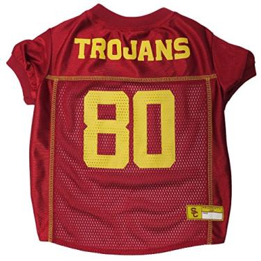 Imagem de Pets First Camiseta NCAA College USC Trojans de malha para cães e gatos, pequena. Camisa licenciada para cães com seu time favorito de futebol/basquete universitário