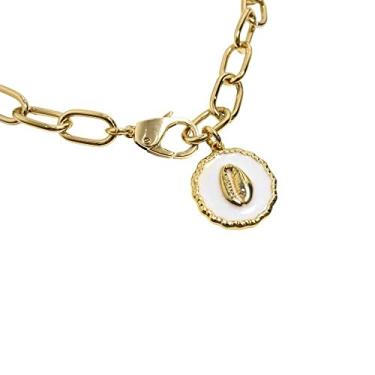 Imagem de Colar Corrente Elos Grosso Mosquetão Búzios Banho Ouro 18k