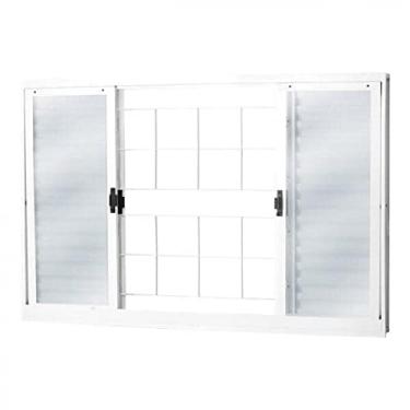 Imagem de Janela de Aço Veneziana 100x100cm 6 Folhas com Grade Quadriculada e Vidro Mini Boreal Minas Sul MGM Branco