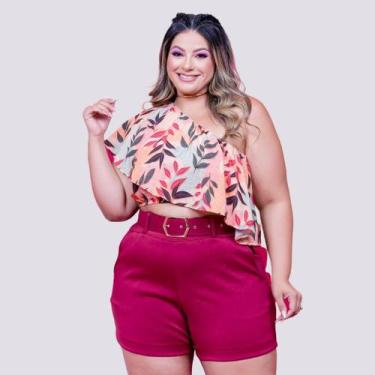 Imagem de Conjunto Plus Size Feminino Ciganinha Lastec Estampado Short com Cinto