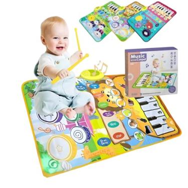 Imagem de Tapete de Música Infantil, 6 Modos: Piano, Bateria, Violino, Saxofone, Acordeão, Brinquedo Educativo Multijogador (Amarelo)