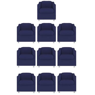 Imagem de Kit 10 Poltronas Bia Decorativa Reforçada Recepção Clinica Salão Sala De Estar Suede Az...