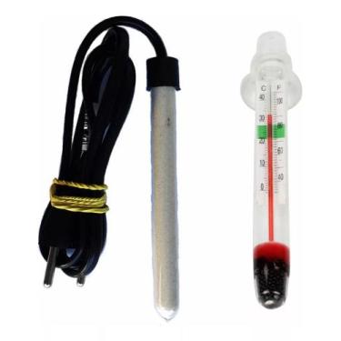 Imagem de Aquecedor Para Peixe 30w + Termômetro Aquário Pequeno - Delfin, 220V