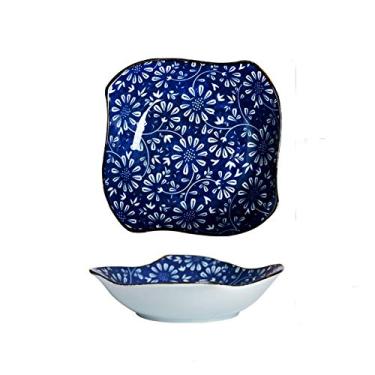 Imagem de Prato de serviço Prato de jantar de porcelana personalizado, prato de motivos florais adequado para massas, sobremesas e lanches, pratos pequenos de aperitivo de 15 cm (cor: latão, tamanho: pacote com