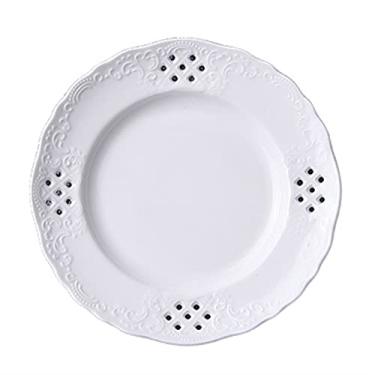 Imagem de Prato de serviço vazado prato de sobremesa disco branco cozinha doméstica restaurante cafeteria prato plano prato de frutas prato redondo pratos de jantar (tamanho : CH)
