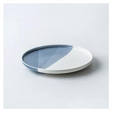 Imagem de Prato de serviço pratos de jantar de cerâmica pratos redondos de porcelana para salada de bife de macarrão. Pratos de servir de restaurante para jantar em família (25 cm, preto) pratos (cor: B