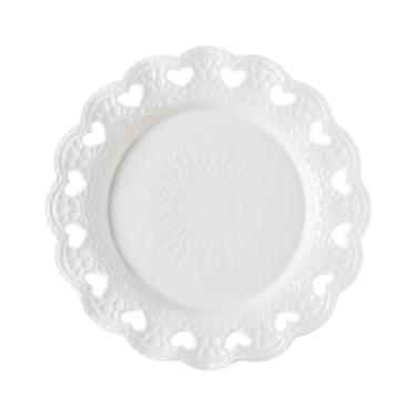 Imagem de Lata de lixo Prato de amor em relevo branco puro coração oco prato de frutas para uso doméstico bolo prato de sobremesa de cerâmica para restaurante em casa