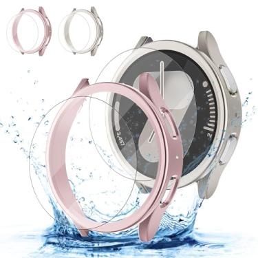 Imagem de [2+2] Pacote para Samsung Galaxy Watch 6 Classic capa protetora de tela 47 mm acessórios para mulheres e homens, capa protetora de vidro temperado HD/HD antiembaçamento, conjunto de capa facial, à