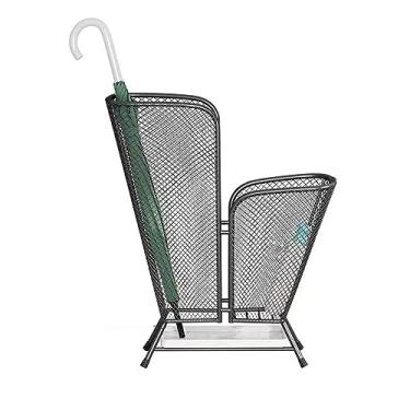 Imagem de CFGH6FDF Suporte para guarda-chuva, suporte de armazenamento de guarda-chuva de metal, suporte de guarda-chuva comercial doméstico interno, suporte de balde de guarda-chuva com bandeja de gotejamento