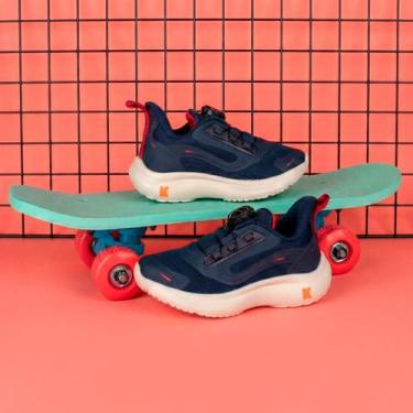 Imagem de Tênis Infantil Menino Kidy Nuvem Disc Marinho e Vermelho Conforto e Es