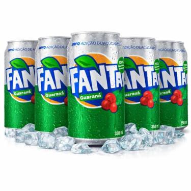 Imagem de Kit 5 Refrigerante Fanta Guaraná Zero Lata 350Ml