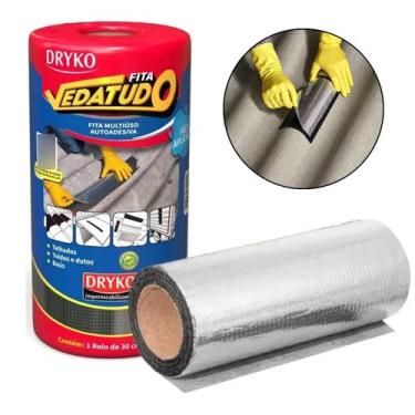 Imagem de Manta Asfáltica Aluminizada Adesiva Telhado Laje 30 cm x 10m Dryko Fit