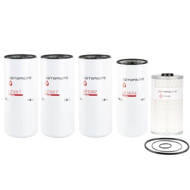 Imagem de GETOPAUTO Kit de troca de óleo Volvo D12 D13 LF667(X2), LF3654, FF5507, FF5369 substitui 20972293 21707133 21707132